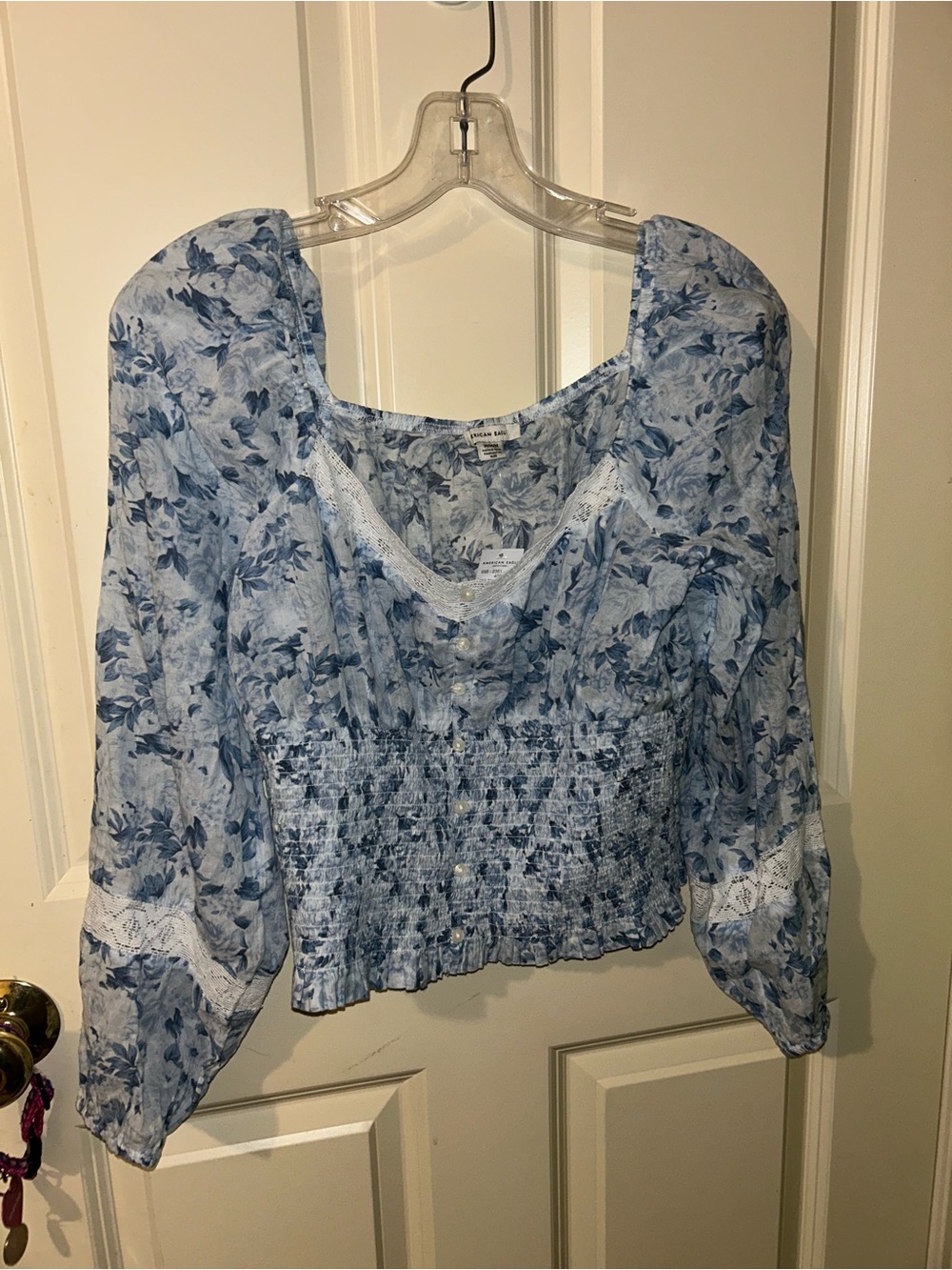 nwt american eagle smocked peasant blouse